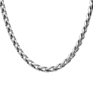 COLLIER ACIER MAILLE ASPECT TORSADE 51+5CM