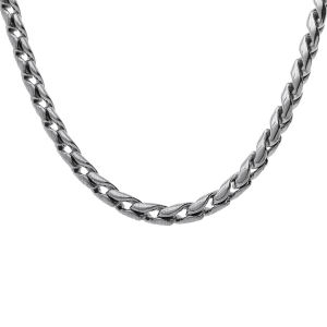 COLLIER ACIER SATINÉ MAILLE ASPECT TORSADE 49+5CM