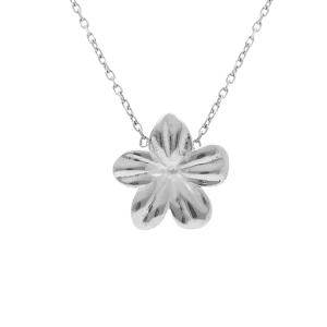 COLLIER ACIER FLEUR  40+4CM