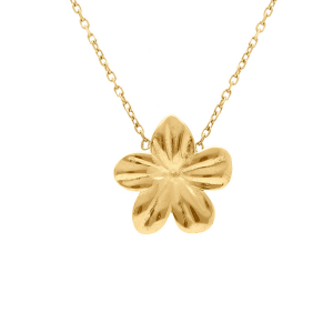 COLLIER ACIER DORÉ FLEUR 15MM 40+4CM
