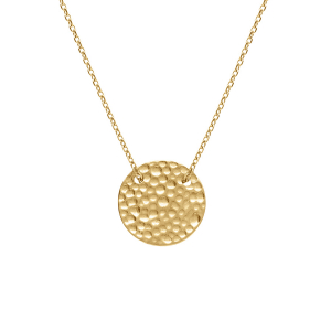 COLLIER ACIER DORÉ PASTILLE MARTELÉE  15MM  40+4CM