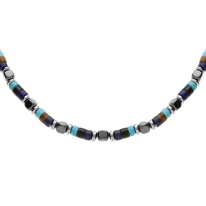 COLLIER ACIER AVEC VERRE TEINTÉ 49+6CM