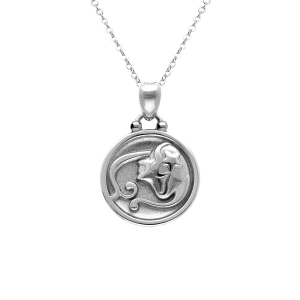 COLLIER ACIER MEDAILLE 15MM ZODIAQUE VIERGE RECTO VERSO CONSTELLATION  40+10CM