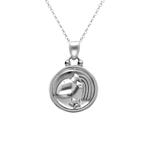 COLLIER ACIER MEDAILLE 15MM ZODIAQUE VERSEAU RECTO VERSO CONSTELLATION  40+10CM