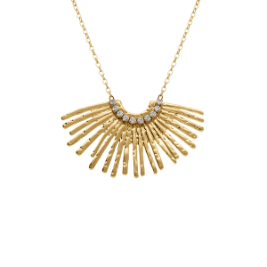 COLLIER ACIER EVENTAIL OXYDES BLANCS SERTIS 43+5CM