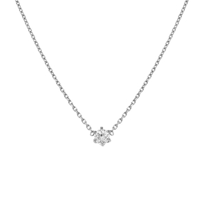 COLLIER SOLITAIRE ACIER SOLITAIRE  4MM  OXYDE BLANC