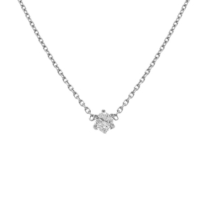COLLIER SOLITAIRE ACIER SOLITAIRE  4MM  OXYDE BLANC