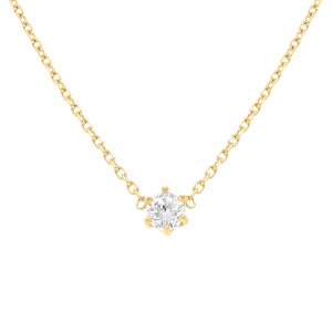 COLLIER SOLITAIRE ACIER DORÉ SOLITAIRE 4MM OXYDE BLANC SERTI