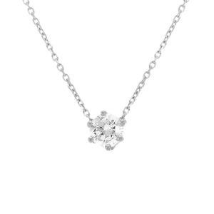 COLLIER SOLITAIRE ACIER SOLITAIRE  6MM  OXYDE BLANC