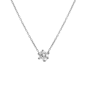 COLLIER SOLITAIRE ACIER SOLITAIRE  6MM  OXYDE BLANC