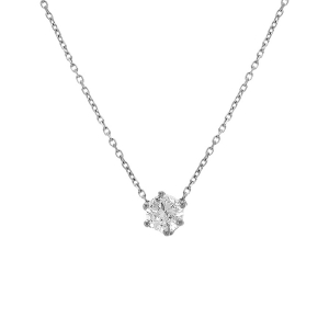 COLLIER SOLITAIRE ACIER SOLITAIRE  6MM  OXYDE BLANC  38+5 CM