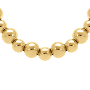 COLLIER ACIER DORÉ BOULES 8MM ET 10MM 42+5CM
