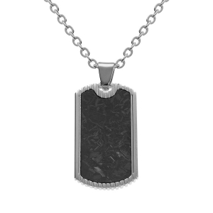 COLLIER ACIER PENDENTIF 37x20MM  PVD NOIR 50+5CM