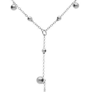 COLLIER ACIER FORME CRAVATE AVEC BOULES 38+5CM
