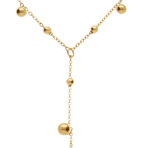 COLLIER ACIER DORÉ FORME CRAVATE AVEC BOULES 38+5CM
