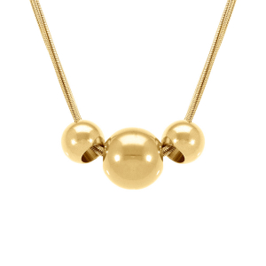 COLLIER ACIER DORÉ JAUNE 3 BOULES 43+4CM