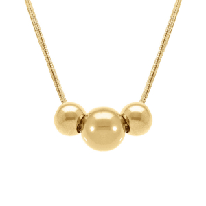 COLLIER ACIER DORÉ JAUNE 3 BOULES 43+4CM