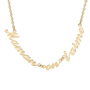 COLLIER ACIER ET PVD DORÉ DECOUPÉ MAMAN ON T'AIME  41+3CM