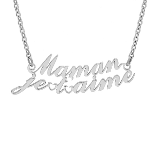 COLLIER ACIER DECOUPÉ MAMAN JE T'AIME  41+3CM