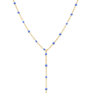 COLLIER ACIER DORÉ CRAVATE (10.5CM) RÉSINE BLEU 40+5CM