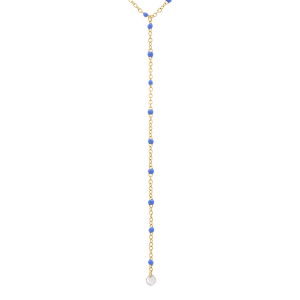 COLLIER ACIER DORÉ CRAVATE (10.5CM) RÉSINE BLEU 40+5CM