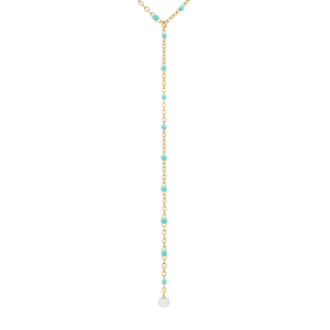 COLLIER ACIER DORÉ CRAVATE (10.5CM) RÉSINES TURQUOISE  40+5CM