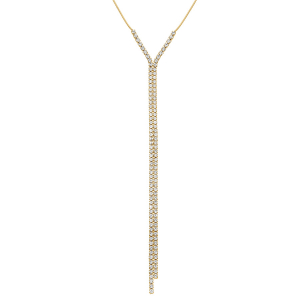 COLLIER ACIER DORÉ CRAVATE (14.8CM) 2 RANGS OXYDES BLANCS  40+5CM