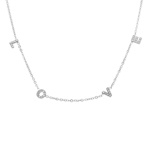 COLLIER ACIER LOVE OXYDES BLANCS SERTIS 43+4CM