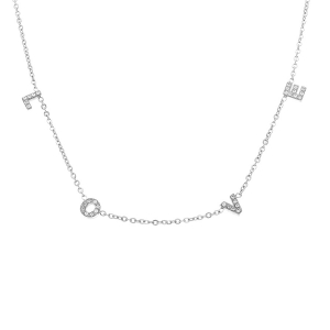 COLLIER ACIER LOVE OXYDES BLANCS SERTIS 43+4CM