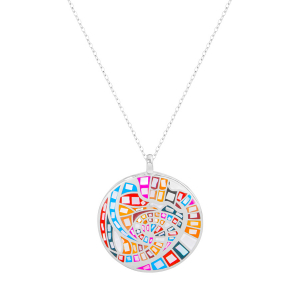 COLLIER ACIER STELLA MIA  ROND 25MM RÉSINE MULTI COULEUR  45+10CM