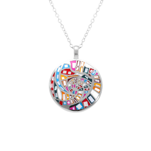 COLLIER ACIER STELLA MIA  ROND 25MM RÉSINE MULTI COULEUR  45+10CM