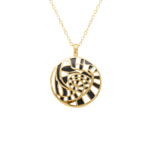 COLLIER ACIER DORÉ STELLA MIA  ROND 25MM RÉSINE BLANCHE ET NOIRE  45+10CM