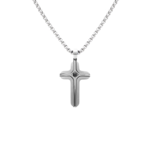 COLLIER ACIER CROIX 25MM 1 OXYDE BLEU 45+6CM