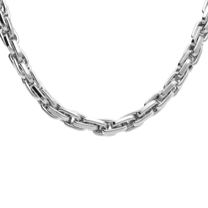COLLIER ACIER DORÉ MAILLES ENTREMELÉES  5MM  40 + 5CM