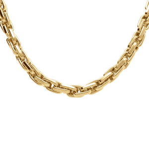 COLLIER ACIER DORÉ MAILLES ENTREMELÉES  5MM 40+5CM