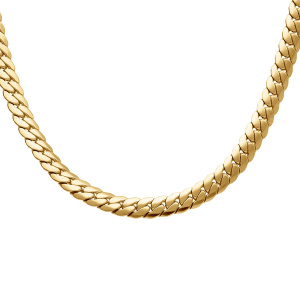 COLLIER ACIER DORÉ MAILLE ANGLAISE 7.5MM  42+5CM