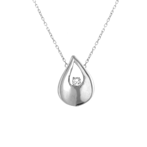 COLLIER ACIER GOUTTE 1 OXYDE BLANC SERTI 40+5CM