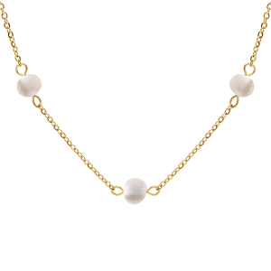COLLIER ACIER ET PVD DORÉ ET PERLES DE CULTURE D'EAU DOUCE 42+4CM
