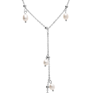 COLLIER ACIER ET PERLES DE CULTURE D'EAU DOUCE 40+4CM