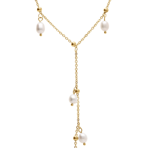 COLLIER ACIER ET PVD DORÉ ET PERLES DE CULTURE D'EAU DOUCE 40+4CM