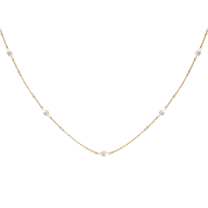 SAUTOIR ACIER ET PVD DORÉ AVEC PERLES DE CULTURE D'EAU DOUCE 90CM