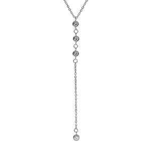 COLLIER ACIER FORME Y AVEC OXYDES BLANCS SERTIS CLOS 40+5CM