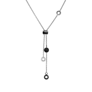 COLLIER ACIER FORME CRAVATE AVEC PASTILLES PVD NOIR 43+5CM