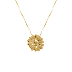 COLLIER ACIER DORÉ FLEUR 16MM 40+4CM
