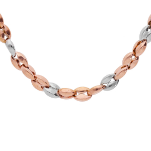 COLLIER ACIER ET PVD ROSE GRAIN DE CAFÉ 50+5CM