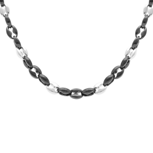 COLLIER ACIER ET PVD NOIR GRAIN DE CAFÉ 50+5CM