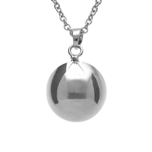 COLLIER ACIER  BOLA DE GROSSESSE ROND 20MM  80+10CM