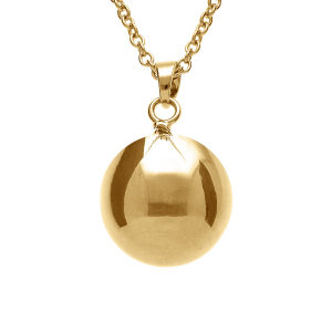 COLLIER ACIER DORÉ  BOLA DE GROSSESSE ROND 20MM  80+10CM