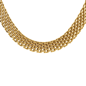 COLLIER ACIER DORÉ MAILLE PLATE 8MM  42+5CM