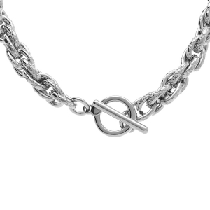 COLLIER ACIER MAILLE 8MM  FERMOIR BARETTE 44CM
